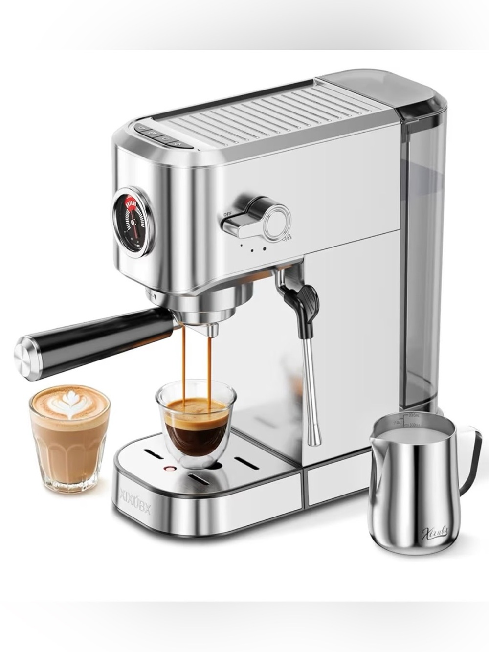 Stainless Steel Espresso Machine with Milk Frother - XIUBX
